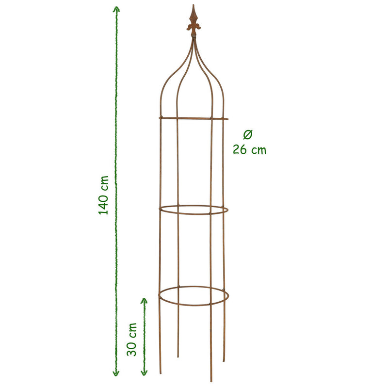 Rankgitter Rankhilfe Obelisk m. Lilie Rankgerüst Metall Staudenhalter in 140cm Höhe