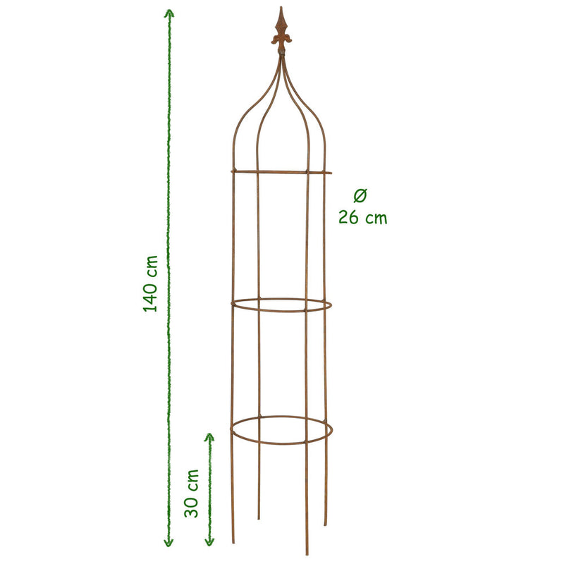 Rankgitter Rankhilfe Obelisk m. Lilie Rankgerüst Metall Staudenhalter in zwei Größen