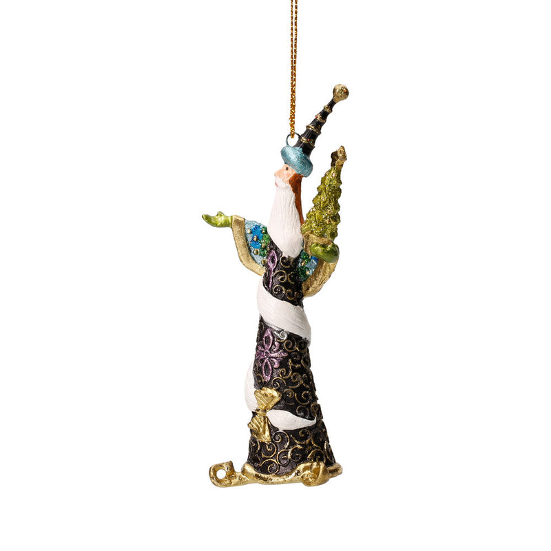 Christbaumschmuck Figur Weihnachtsmann mit Stab aubergine Baumschmuck 14cm