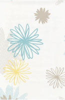 Wachstuchtischdecke PVC "Pollen taupe" beige türkis gelb 1,4m Breite Länge wählbar