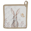 Ofenlappen Topflappen HASE Osterhase beige/weiß hitzebeständig gefüttert aus Baumwolle Küche Backofen Maße: Länge: 20 cm, Breite: 20 cm