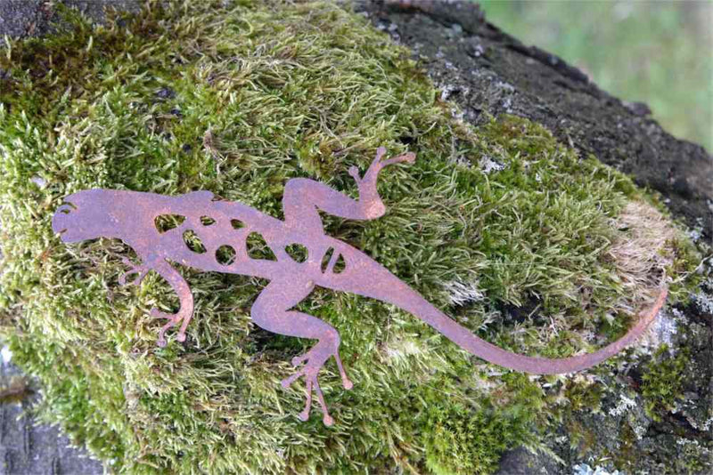 Gartendeko Salamander mit Dorn Schraube Baumtier Metall Rost Deko