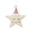 Christbaumschmuck Deko Hänger Sleeping Star Stern aus Filz weiß rosa 17cm hoch