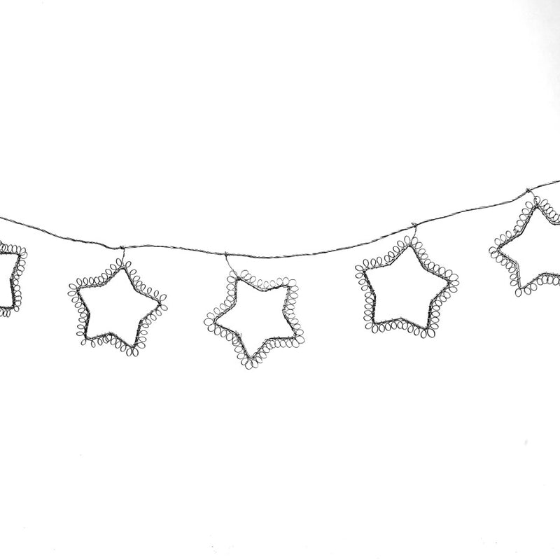 Girlande Kette mit Sternen aus Metall silber fairtrade Handarbeit Weihnachten Dekoration Christbaum 11cm x 195cm lang