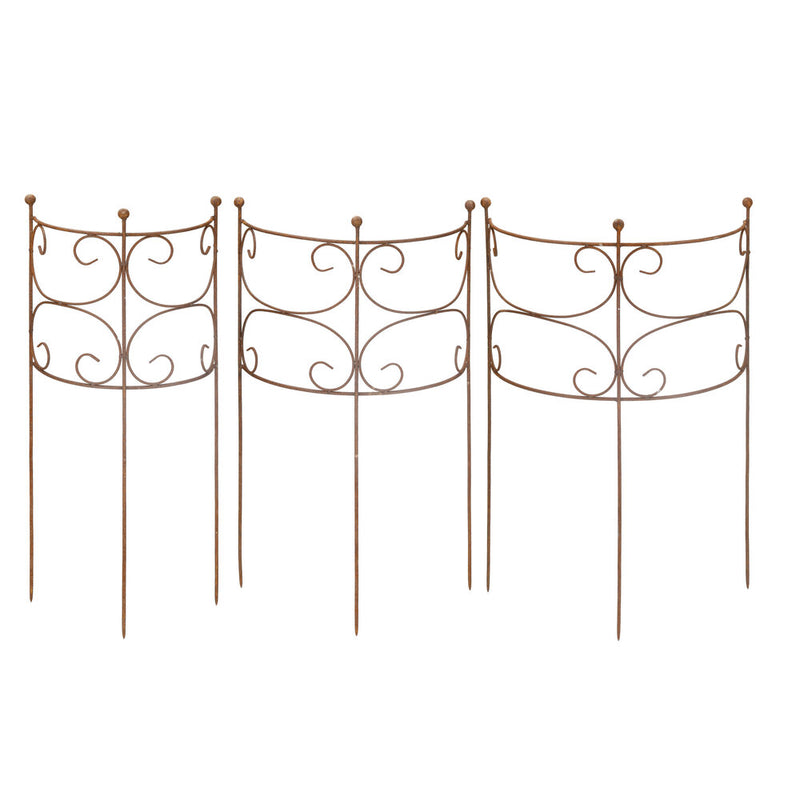 3-er Set in 3 Größen Rankgitter Staudenbinder Rankgerüst halbrund Rost 100cm
