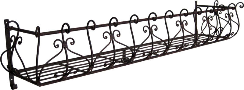 Blumenkasten CINTI Metall Blumenwandkorb H/B/T 25/118/28 cm Eisen, dunkelrostfarben lackiert zur Befestigung an der Außenwand Wandhalterung länglich rechteckig