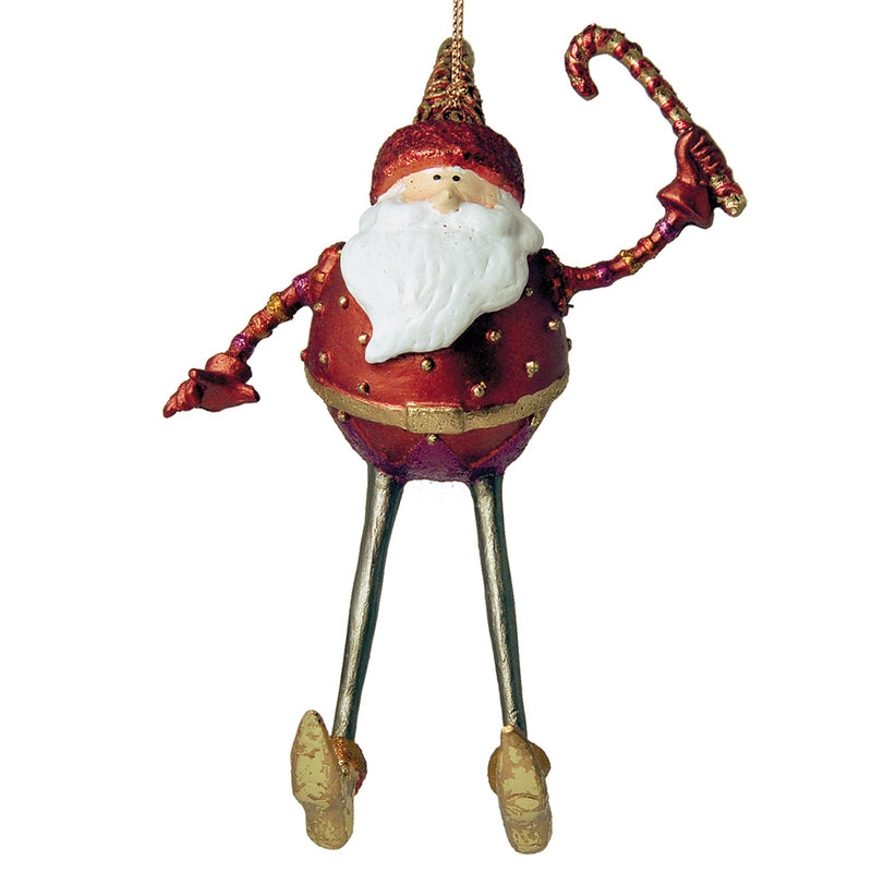 Weihnachtsmann Gabenträger Weihnachten Baumschmuck Figur Deko Hänger Christbaumschmuck 16 cm rot-gold mit Stab