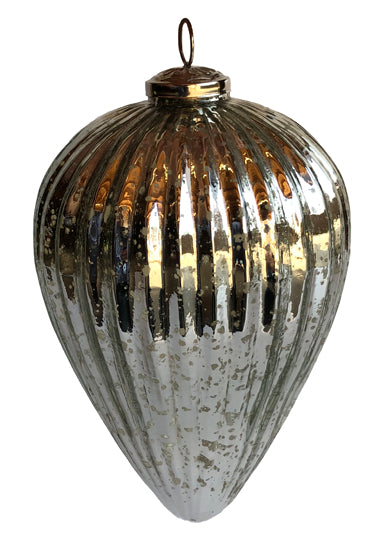 Tannenbaum Anhänger zum Hängen aus Glas Zapfen Silber Hänger Weihnachten Weihnachtsbaum Christbaumschmuck antiksilber Glas (20cm)