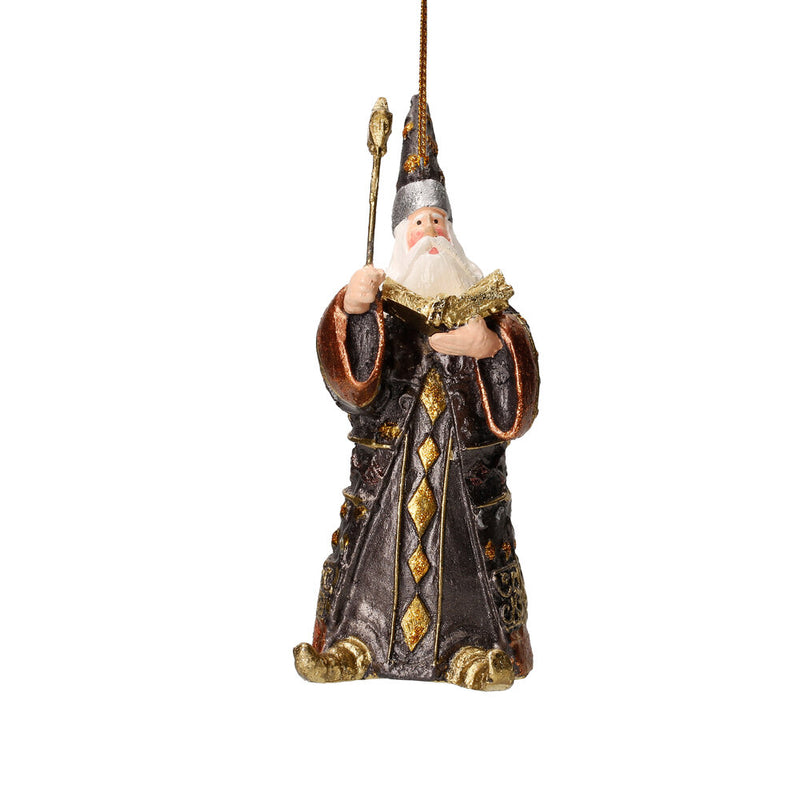 Zauberer Hexer Weihnachten Baumschmuck Figur Deko Hänger Christbaumschmuck 12 cm braun-anthrazit
