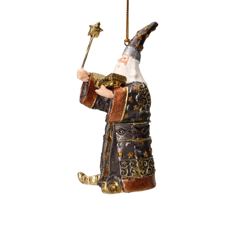 Zauberer Hexer Weihnachten Baumschmuck Figur Deko Hänger Christbaumschmuck 12 cm braun-anthrazit