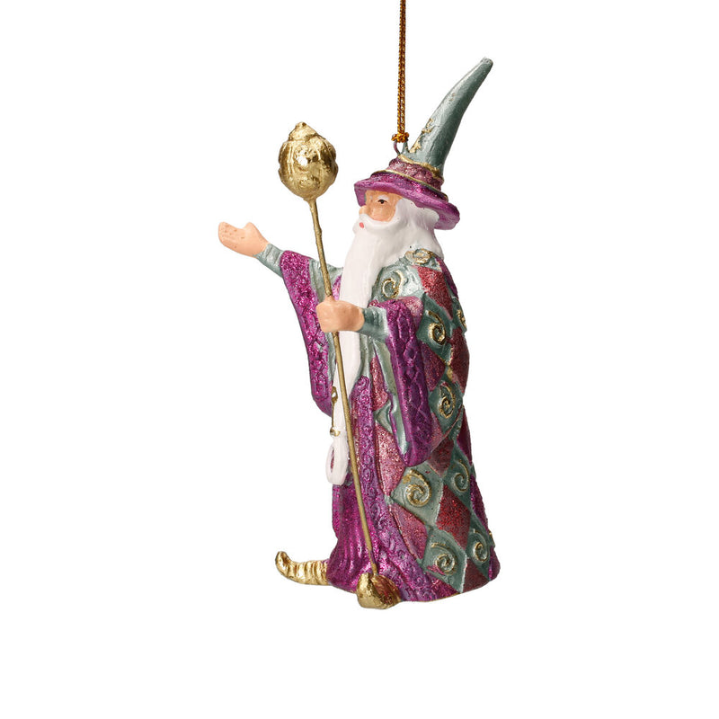 Zauberer Hexer Weihnachten Baumschmuck Figur Deko Hänger Christbaumschmuck 12 cm blau-pink