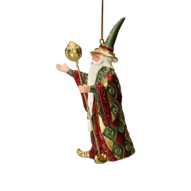 Zauberer Hexer Weihnachten Baumschmuck Figur Deko Hänger Christbaumschmuck 12 cm grün-rot
